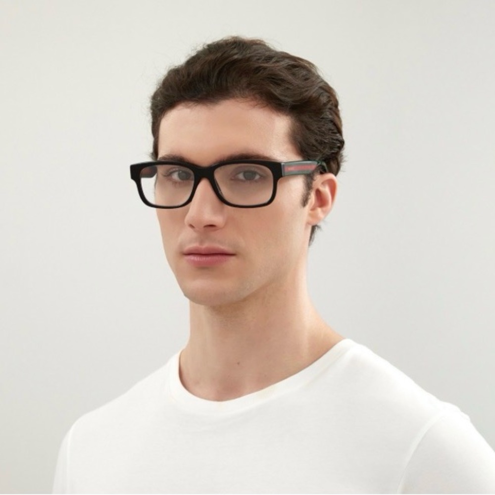Gucci GG03430 Men's Glasses with Black Frame and Green Accents